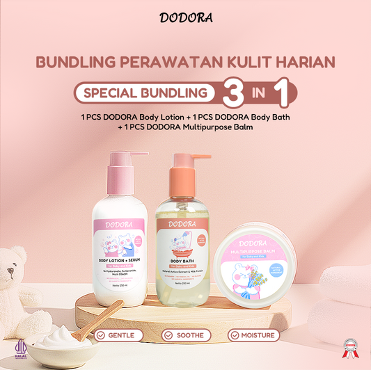 DODORA SPESIAL BUNDLING PERAWATAN KULIT HARIAN [BODY BATH + LOTION + MULTIPURPOSE BALM]
