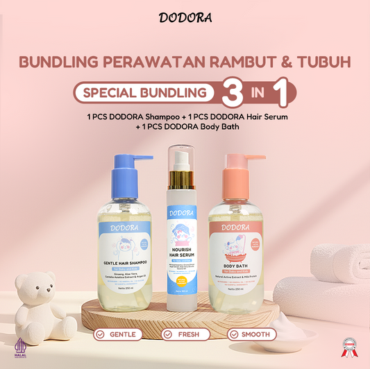 DODORA SPESIAL BUNDLING PERAWATAN RAMBUT DAN TUBUH [SHAMPOO + HAIR SERUM + BODY BATH]